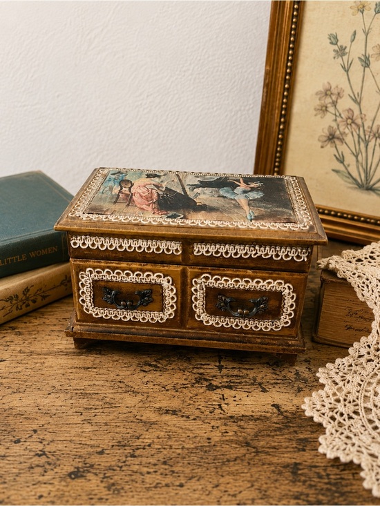 Other - Wooden Ballerina Jewelry Box Mirror Lift-Out Tray Victorian Style